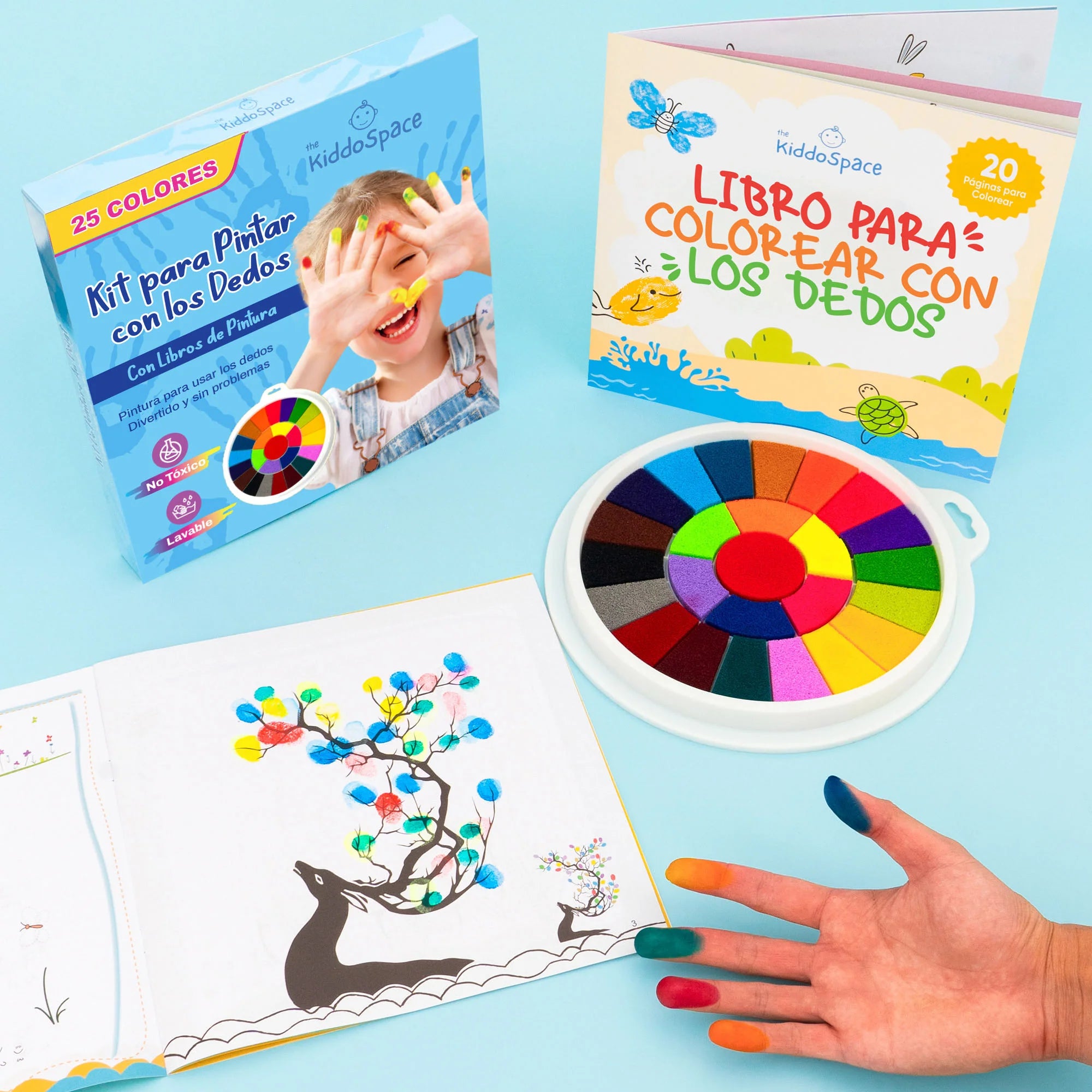 Kit de Pintura de Dedos 12 Colores Lavable Dibujo de Dedos Pinturas de  Dedos No Tóxicas para Niños Pequeños de 1 a 3 Años Bricolaje Pintura a Mano